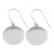 Round shape silver blank bezel cup casting earring for stone setting